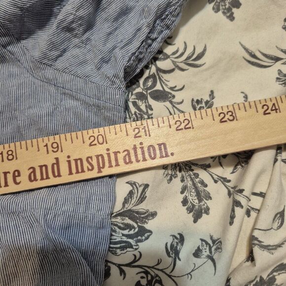 Naked & Famous Men's Cotton Mock Neck Crinkle Horizontal Stripes Shirt Medium - Picture 7 of 8